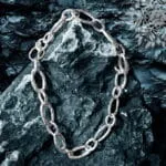 Κολιέ Pithia chain με μεγάλους ανάγλυφους κρίκους από ορείχαλκο μήκους 46cm