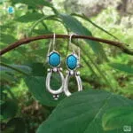 Calypso boho ethnic σκουλαρίκια με τυρκουάζ πέτρα από επάργυρο μπρούντζο