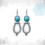 Calypso boho ethnic σκουλαρίκια με τυρκουάζ πέτρα από επάργυρο μπρούντζο