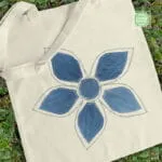 Handmade floral canvas tote bag with denim flower design NC20.00003