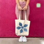Handmade floral canvas tote bag with denim flower design NC20.00003
