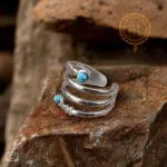 Sky Infinity Ring ατσάλινο σπιράλ δαχτυλίδι με στρογγυλή ημιπολύτιμη πέτρα τυρκουάζ 18mm