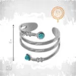 Sky Infinity Ring ατσάλινο σπιράλ δαχτυλίδι με στρογγυλή ημιπολύτιμη πέτρα τυρκουάζ 18mm