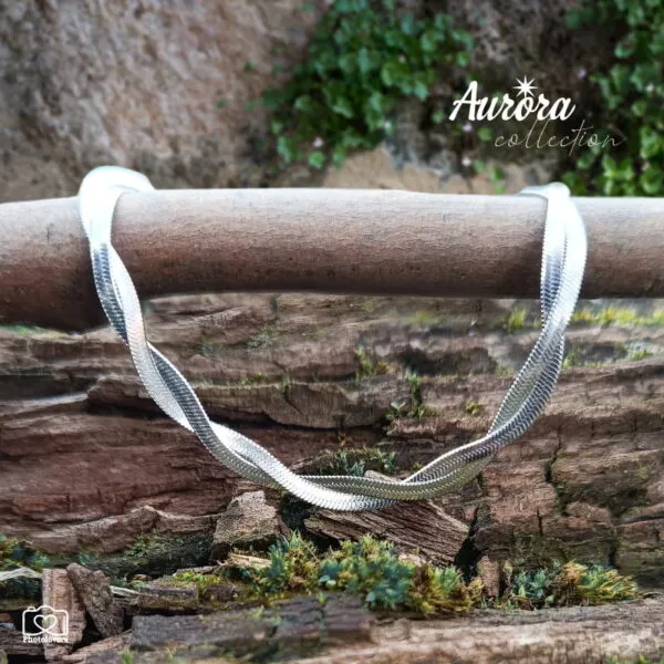 Βραχιόλι Harmony Silver από ατσάλι, διπλή αλυσίδα ψαροκόκκαλο, 17+3cm, κωδικός BF03.00010