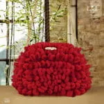 Χειροποίητη κόκκινη τσάντα Puffy Bag Mini, πλεκτή, μοντέρνα, με επένδυση, ιδανική για καθημερινή χρήση, κωδικός ST20.00004