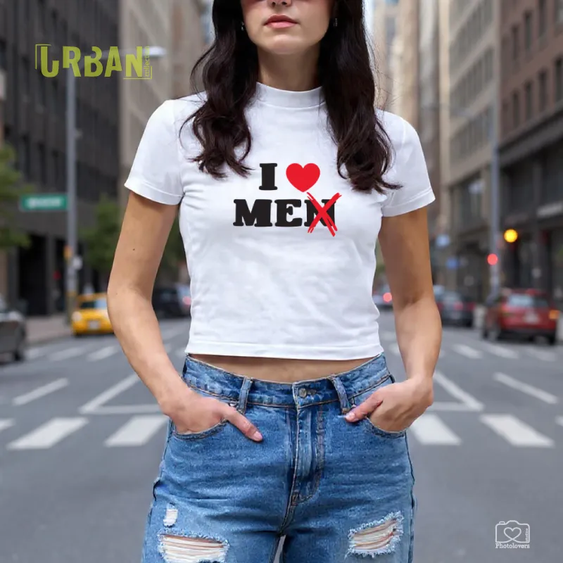 I LOVE ME γυναικείο κροπ T-shirt από οργανικό βαμβάκι πενιέ με μοντέρνο self love print – λευκό crop top BF22.00001