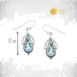 Σκουλαρίκια από ασήμι 925 με πέτρες Blue Topaz σε σχήμα νύχι 3x5mm και δάκρυ 8x10mm
