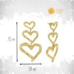 Golden Hearts Earrings – ατσάλινα χρυσά σκουλαρίκια καρφωτά με κρεμαστές σφυρήλατες καρδιές
