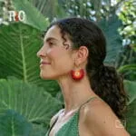 Amazonia Crimson Spiral Earrings χειροποίητα μακραμέ σκουλαρίκια σε κόκκινο και πορτοκαλί με μπρούτζινη σπείρα