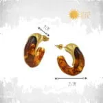 Caramel Moon Earrings ατσάλινα σκουλαρίκια με ακρυλικό κεχριμπάρι