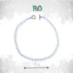 Icy Blue Necklace ethnic κολιέ με λευκές και σιέλ γυάλινες χάντρες και ασημί toggle κούμπωμα