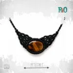 Χειροποίητο μακραμέ κολιέ Jaguar Eye Necklace με φυσικό Μάτι της Τίγρης