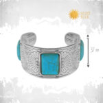 Navajo Spirit Bracelet ατσάλινο βραχιόλι με ορθογώνιες τυρκουάζ πέτρες