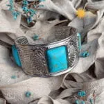 Navajo Spirit Bracelet ατσάλινο βραχιόλι με ορθογώνιες τυρκουάζ πέτρες