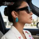 Aqua Mirage Earrings ατσάλινα σκουλαρίκια με μπλε ακρυλική πέτρα