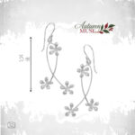 Silver Meadow Earrings, ασημένια σκουλαρίκια 925 με μαργαρίτες, 35 mm