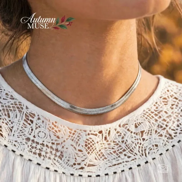 Snake Chain Necklace Silver – Ασημί κολιέ με αλυσίδα φίδι