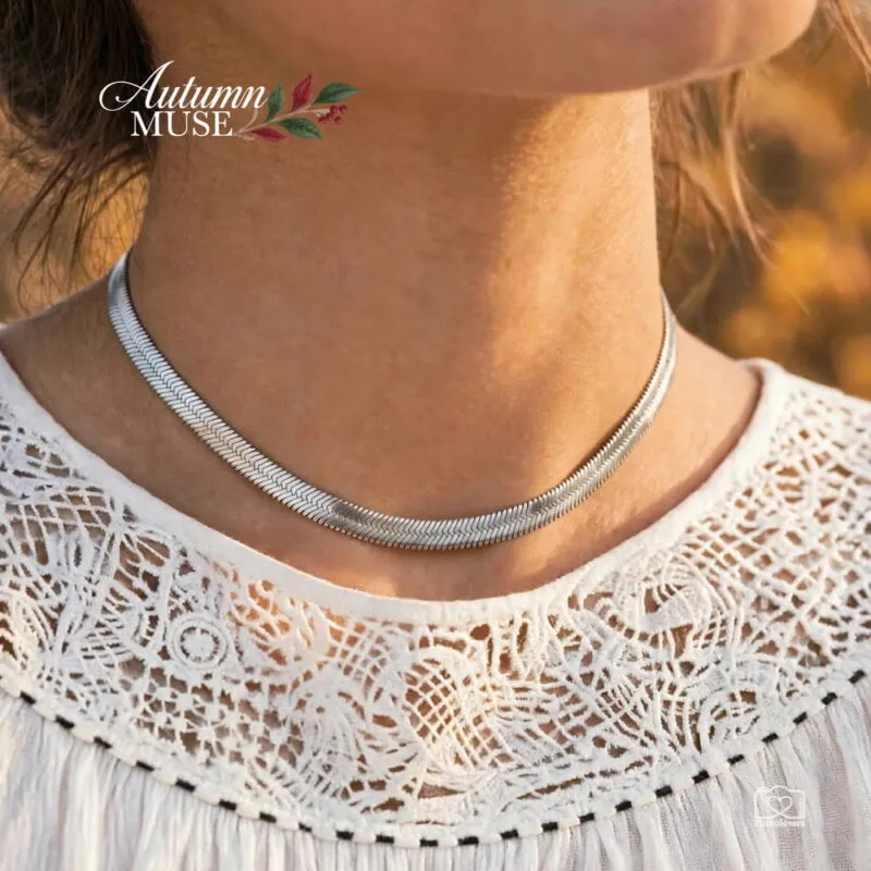 Snake Chain Necklace Silver – Ασημί κολιέ με αλυσίδα φίδι