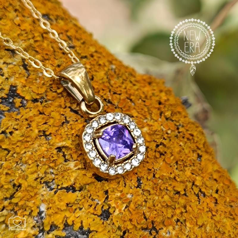 Amethyst Rosette Necklace Be BOHO, Be MINIMAL, Be MOM, ΚΟΛΙΕ, ΝΕΑ