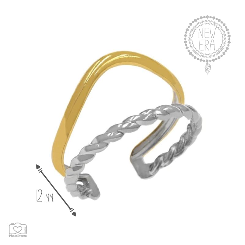 Crown Ring Δαχτυλίδι Ατσάλινο Διπλό Σύρμα 12mm, Δίχρωμο BF01.00013 Δίχρωμο & ατσάλινο, το δαχτυλίδι Crown συνδυάζεται με όλες σας τις εμφανίσεις. Συμπληρωματικό κυρίως αλλά και μόνο του ως μία minimal πρόταση.