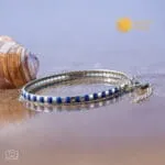 Marine Luxe Bracelet, ατσάλινο βραχιόλι Ωμέγα με μπλε σμάλτο 4mm και προέκταση 17+3cm.
